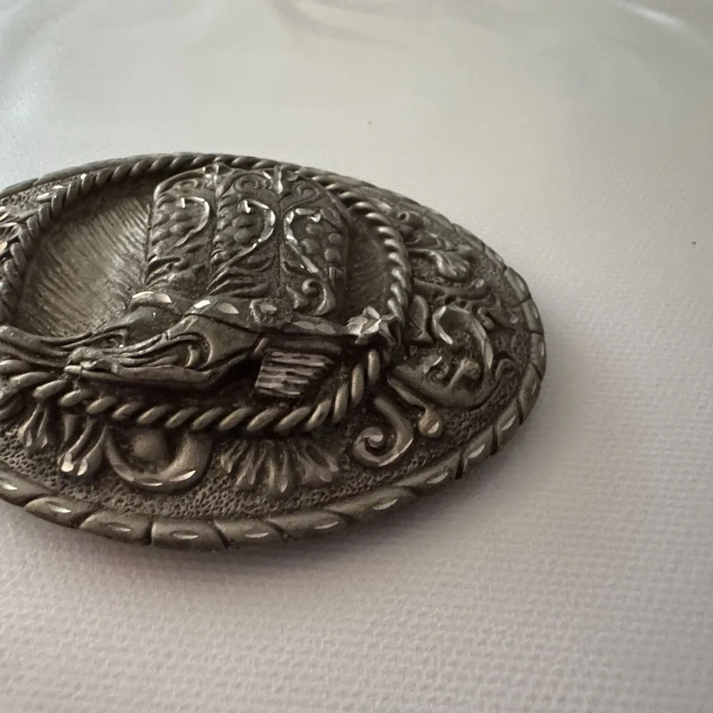 Vintage Solid Pewter Western Belt Buckle Cowboy Cowgirl‎ Boots USA 4